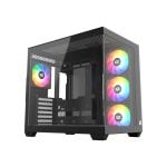 XYZ TESSERACT X ATX-Gehäuse, gehärtetes Glas, 7 x 120 mm, ARGB, PWM, Doppelkammer, USB-C, Schwarz/Weiß