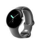 Google Pixel Watch WiFi NFC GPS 41mm AMOLED Silber/Charcoal S/L Wasserdicht 5ATM SpO2 Pulsmesser