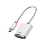 Adaptateur Baseus HDMI vers VGA blanc avec sortie audio mini-jack 3,5 mm