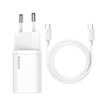 Cargador Baseus TZCCSUP-L01 25W Super Si USB-C 1 Puerto Carga Rápida Blanco 1m