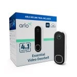 Sonnette vidéo à batterie Arlo Essential 2K blanche avec vision nocturne et support mural à 180° Sonnette vidéo à batterie Arlo Essential 2K blanche avec vision nocturne et support mural à 180°