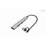Hub i-tec 4 ports 5 Gbps USB 3.0/2.0 Métal Compact Argent