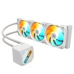 Refroidissement liquide GIGABYTE GAMING 360 ICE 360 mm avec 3 ventilateurs ARGB, blanc, connexion en guirlande Refroidissement liquide GIGABYTE GAMING 360 ICE 360 mm avec 3 ventilateurs ARGB, blanc, connexion en guirlande