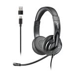 Auriculares NGS con cable USB-C y USB-A, micrófono flexible y filtrado de ruidos Auriculares NGS con cable USB-C y USB-A, micrófono flexible y filtrado de ruidos