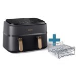 Fritadeira de Ar Philips NA352/04 9L 2750W Dupla Cesta Rapid Air LED Cobre Cinza