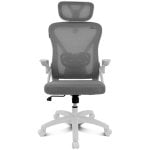 Silla ergonómica DRAIR35 estructura blanca, respaldo de malla, asiento gris, 120 kg
