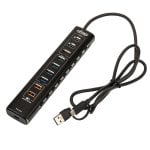 Nitro Concepts HUB Hub híbrido de 10 portas com USB-C, USB 3.1 e carregamento USB para simulação de corridas, preto Nitro Concepts HUB Hub híbrido de 10 portas com USB-C, USB 3.1 e carregamento USB para simulação de corridas, preto