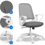 Silla oficina Sense7 Sopty reposabrazos móviles malla respaldo base nylon 120kg blanco