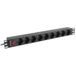 PDU Lanberg PDU-09F-0300-BK Básico 9 Saídas AC 300 cm Horizontal 1U Rack Preto