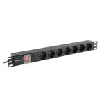 PDU Lanberg PDU-07F-0200-IEC-BK 7 Steckdosen 2m Kabel 10A 1U Horizontal Schwarz