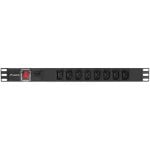 PDU Lanberg PDU-08I-0200-C20-BK 8 Saídas AC 16A Rack 1U Preto Alumínio