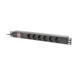 PDU Lanberg PDU-06F-0200-BK 6 Salidas Tipo F 1U Conmutado Monofásico 2m Aluminium Negro