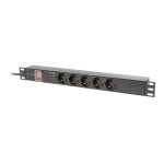 Régua de tomadas Lanberg PDU-05F-0200-BK 5 tomadas proteção alumínio 1U rack