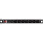 Lanberg PDU-08E-0200-BK Stromverteiler 8 Ausgänge 16A 1U Aluminium Schwarz