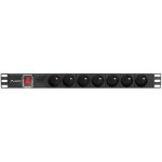 Régua de tomadas Lanberg PDU-07E-0200-BK 7 tomadas proteção sobrecarga rack 1U alumínio
