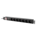 Lanberg PDU-PRO-07E-0200-BK Régua 7 Saídas Tipo-E 1U 16A com Proteções