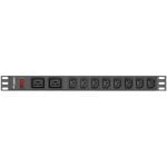 PDU Lanberg PDU-02I1908I-0200-C20-BK 10 salidas AC C20 1U Aluminio Negro 16A 2m