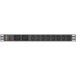 Multiprise Lanberg PDU-02I1908I-0200-C20-BK 10 Prises Protection Interrupteur Rack 1U
