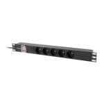 Regleta PDU Lanberg PDU-05E-0200-IEC-BK 5x Tipo E 1U Horizontal Aluminio 2m C14 Protección 16A