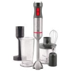 Batidora de inmersión Ufesa BP4654 1200W 20 velocidades 4 cuchillas accesorios negros y rojos