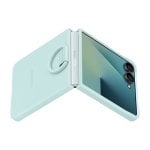 Coque en silicone vert menthe avec anneau pour Samsung Z Flip7 Coque en silicone vert menthe avec anneau pour Samsung Z Flip7