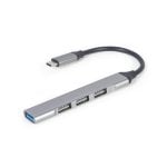 Hub Gembird 4 puertos 5000 Mbit/s modelo UHB-CM-U3P1U2P3-03 USB-C integrado compatible USB 3.2/2.0