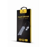 Hub Gembird 4 puertos USB 3.2 Gen 1 5Gbps modelo UHB-U3P1U2P3-01 aluminio integrado