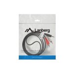 Cavo Audio 3,5mm Maschio a 2 RCA Maschio 1,5m Nichelio Nero Lanberg CA-MJRC-10CC-0015-BK