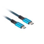 Cable USB-C Lanberg CA-CMCM-45CU-0012-BK USB4 Gen 2x2 0.12m Negro y Azul contactos oro