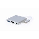 Adaptador USB Tipo C Gembird A-CM-HDMIF-02-SV 3 en 1 HDMI 4K USB 3.0 Plata Adaptador USB Tipo C Gembird A-CM-HDMIF-02-SV 3 en 1 HDMI 4K USB 3.0 Plata