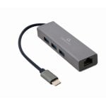Station d'accueil Gembird A-CMU3-LAN-01 USB-C Gigabit 3xUSB 3.0 Métal Gris