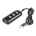 Hub Gembird 4 puertos USB 2.0 modelo UHB-CT02 compacto cable integrado negro