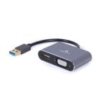 Adaptador de vídeo USB 3.0 a HDMI y VGA Gembird A-USB3-HDMIVGA-01 1080p Gris