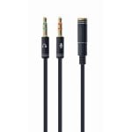 Cable adaptador de audio Gembird A-CM-4P-02 Mini Jack 3,5mm 4 pines a 2x 3,5mm macho, 0.2m, negro Cable adaptador de audio Gembird A-CM-4P-02 Mini Jack 3,5mm 4 pines a 2x 3,5mm macho, 0.2m, negro