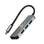 Hub Gembird 3 puertos USB 3.2 Gen 1 5Gbps modelo A-CM-COMBO2-01 Extras HDMI 4K carcasa metálica