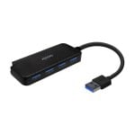 Hub USB AISENS A106-0713 4 Puertos USB 3.0 Tipo A 5Gbps Ultradelgado Negro 15cm