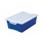 Caja de almacenaje Faibo 14L Apilable Polipropileno Azul Tapa Translúcida 420x310mm