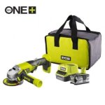 Meuleuse sans fil Ryobi ONE+ R18AG-140S/ 1 batterie 18V 4.0 Ah/ Chargeur 2.0 A/ Sac de transport Meuleuse sans fil Ryobi ONE+ R18AG-140S/ 1 batterie 18V 4.0 Ah/ Chargeur 2.0 A/ Sac de transport
