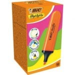 Marqueur fluo BIC Highlighter Flat Néon Orange 12 unités Marqueur fluo BIC Highlighter Flat Néon Orange 12 unités