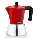 Máquina de café italiana Monix Induction Inox M863106 370 ml 6 xícaras apta indução vermelha
