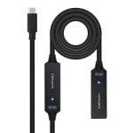 Cabo Prolongador USB-C Ativo Nanocable 10 m 5 Gbps Preto com Amplificador Cabo Prolongador USB-C Ativo Nanocable 10 m 5 Gbps Preto com Amplificador