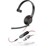 Auriculares Poly con cable USB-C y 3,5 mm micrófono negro para oficina y call center Auriculares Poly con cable USB-C y 3,5 mm micrófono negro para oficina y call center