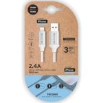 Cable USB 2.0 Tech One Tech TEC2005 1m Blanco trenzado Lightning 2,4A resistencia superior Cable USB 2.0 Tech One Tech TEC2005 1m Blanco trenzado Lightning 2,4A resistencia superior