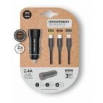 Cargador de Coche Tech One Tech TEC2810/ 2xUSB + Cable 3 en 1/ 12W Cargador de Coche Tech One Tech TEC2810/ 2xUSB + Cable 3 en 1/ 12W