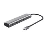Hub Trust Halyx 5 USB-C Ports 5 Gbps 100W PD Aluminium Silber