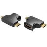 Adaptador HDMI Vention AGFB0 2 en 1 HDMI Hembra a Micro/Mini HDMI Macho Chapado en Oro Negro