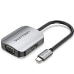 Adapter Vention TDIHB USB-C HDMI VGA 4K 1080p 15cm Aluminium Grau