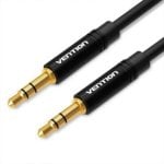 Cabo Áudio Vention BAKBF Jack 3.5mm Macho-Macho 1m Preto Ouro 24K Plug and Play