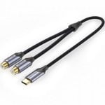 Cable Vention BGVHD USB-C Macho à 2 RCA Femelle / 50cm / Audio Haute Fidélité Gris