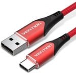 Câble USB-C Vention 2m 3A Nylon Tressé 480Mbps Rouge